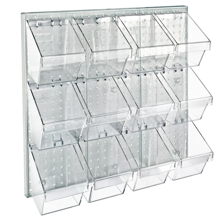 Azar Displays 12 Small Bucket Peg Wall Accessory Organizer Set 24''W x 24''H Pegboard Panel 700617-CLR